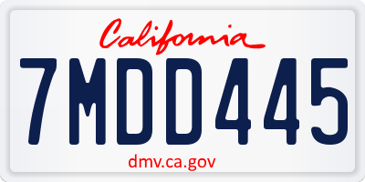 CA license plate 7MDD445