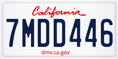 CA license plate 7MDD446