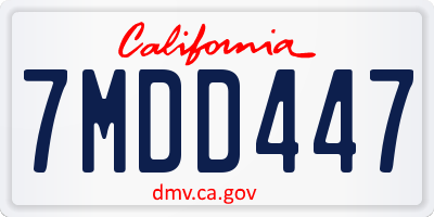 CA license plate 7MDD447