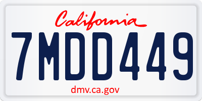 CA license plate 7MDD449