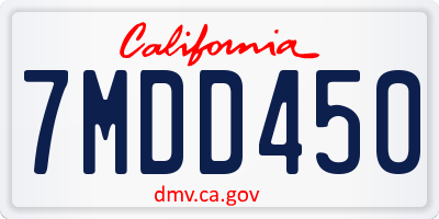 CA license plate 7MDD450