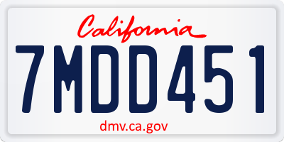 CA license plate 7MDD451