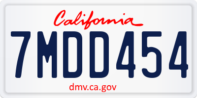 CA license plate 7MDD454
