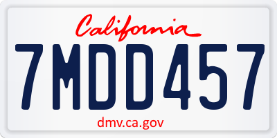 CA license plate 7MDD457