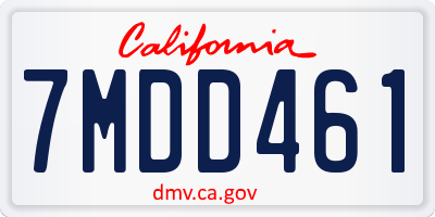 CA license plate 7MDD461