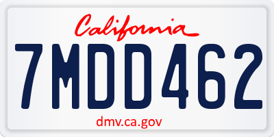 CA license plate 7MDD462