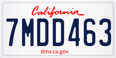 CA license plate 7MDD463