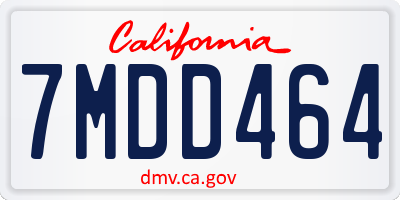 CA license plate 7MDD464