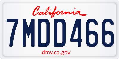 CA license plate 7MDD466