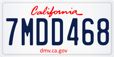 CA license plate 7MDD468