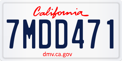 CA license plate 7MDD471