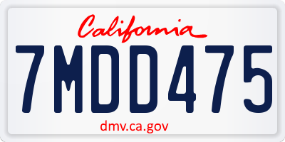 CA license plate 7MDD475