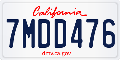 CA license plate 7MDD476
