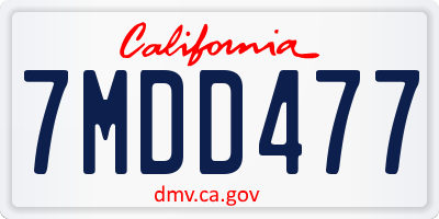 CA license plate 7MDD477