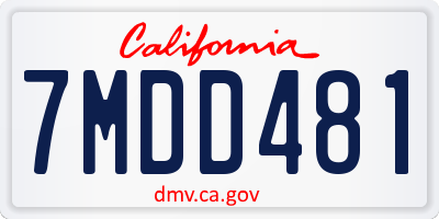 CA license plate 7MDD481