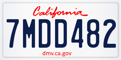 CA license plate 7MDD482