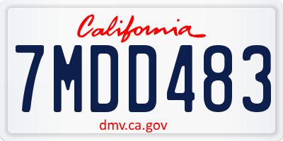 CA license plate 7MDD483