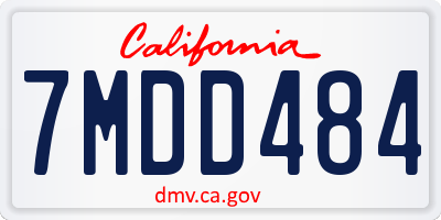 CA license plate 7MDD484