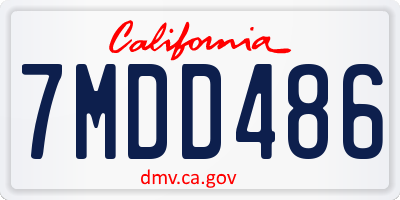 CA license plate 7MDD486