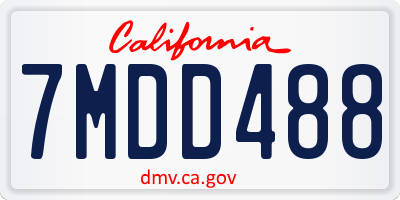 CA license plate 7MDD488