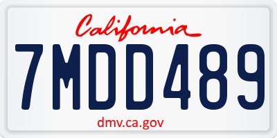 CA license plate 7MDD489