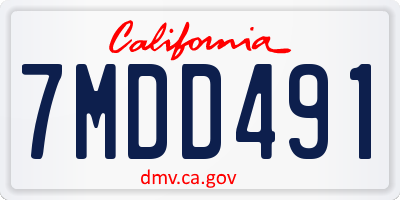 CA license plate 7MDD491