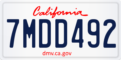 CA license plate 7MDD492