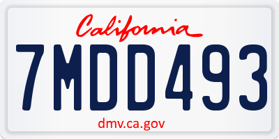 CA license plate 7MDD493