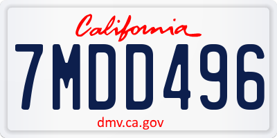 CA license plate 7MDD496