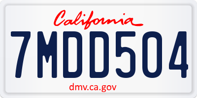 CA license plate 7MDD504