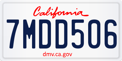 CA license plate 7MDD506