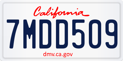 CA license plate 7MDD509