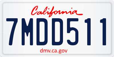 CA license plate 7MDD511