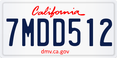 CA license plate 7MDD512