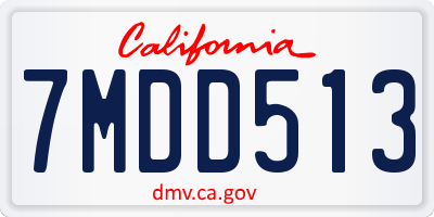 CA license plate 7MDD513