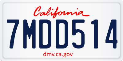 CA license plate 7MDD514