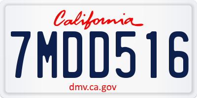 CA license plate 7MDD516