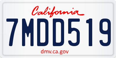 CA license plate 7MDD519
