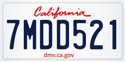 CA license plate 7MDD521