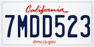 CA license plate 7MDD523