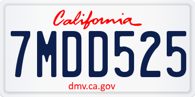 CA license plate 7MDD525