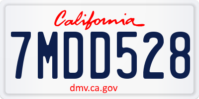 CA license plate 7MDD528