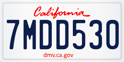 CA license plate 7MDD530