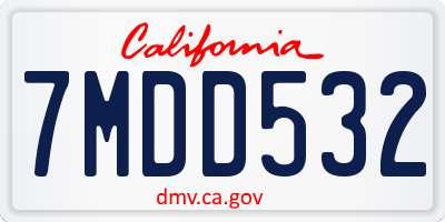 CA license plate 7MDD532