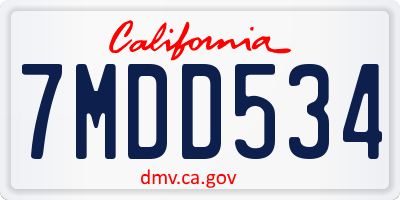 CA license plate 7MDD534