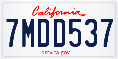 CA license plate 7MDD537