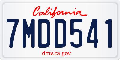 CA license plate 7MDD541