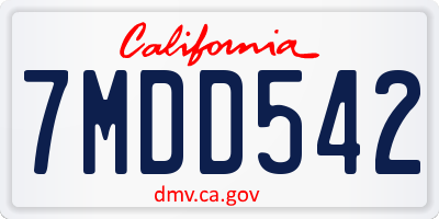 CA license plate 7MDD542