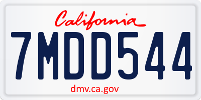 CA license plate 7MDD544