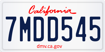 CA license plate 7MDD545